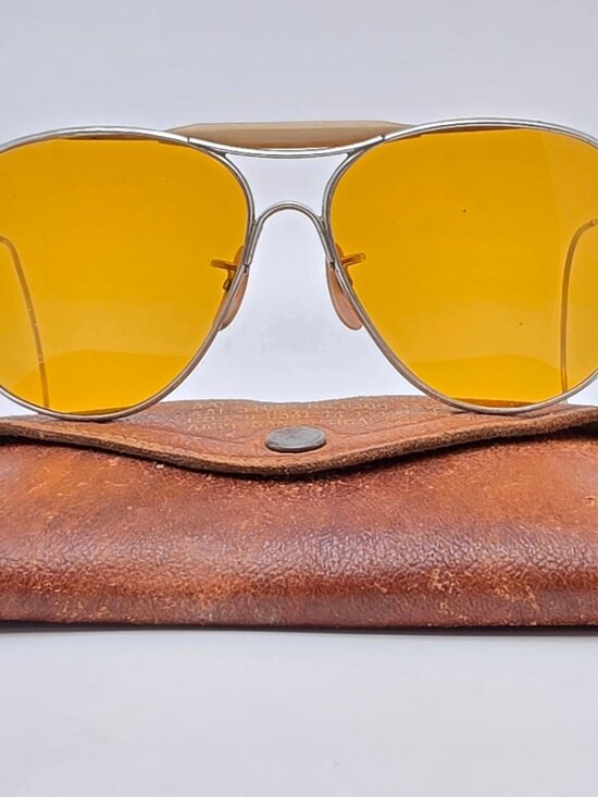 American Optical Other - American Optical Type G-1 AAF Nickel Frame Noviole Amber WWII Aviator Sunglasses